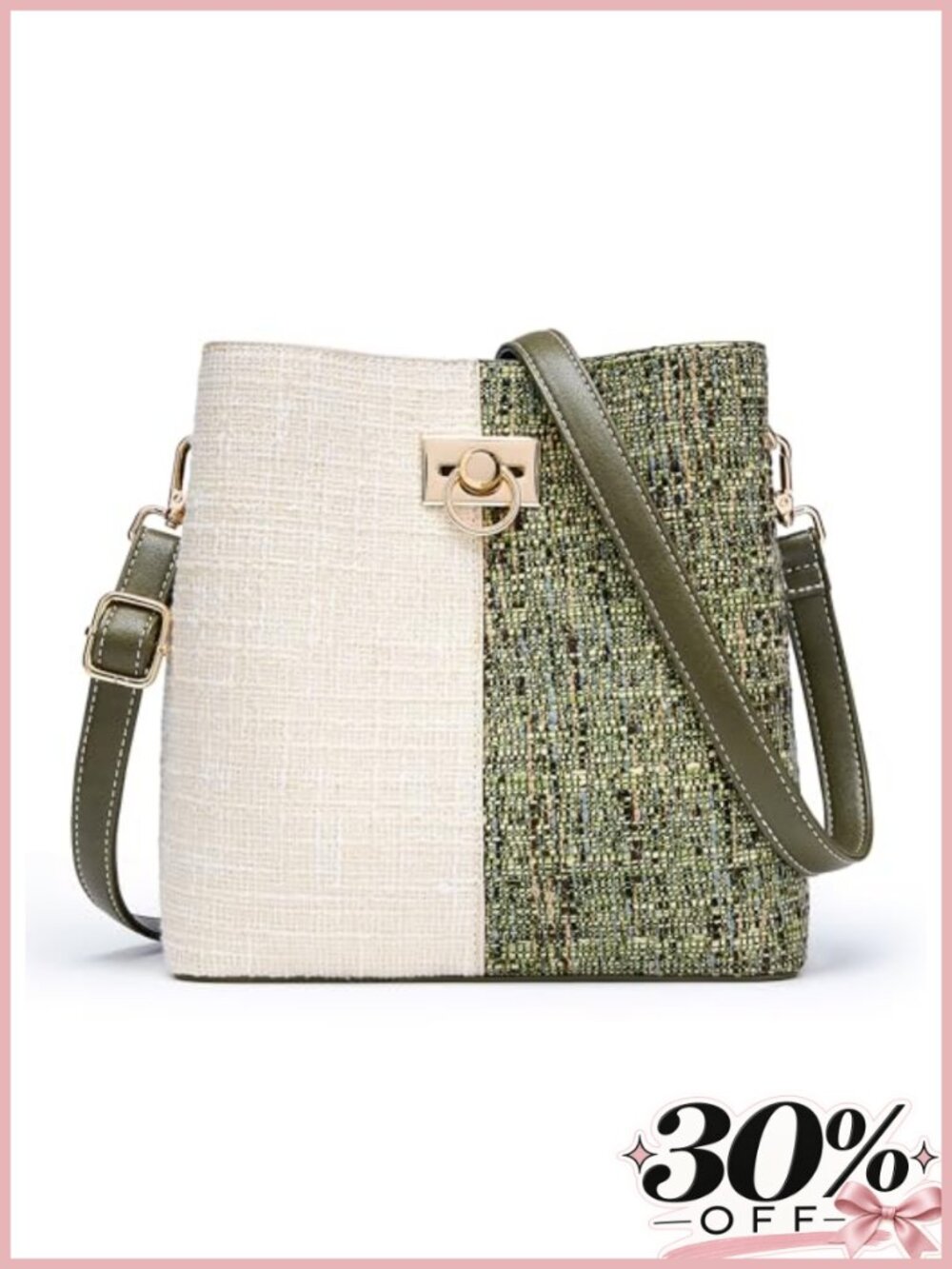 KALIDI Vegan Leather Crossbody Bucket Bag Multi Pocket Shoulder Purse